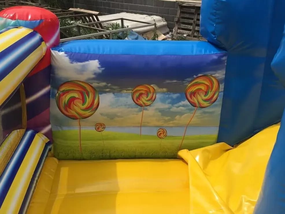 Candy from the Candyland inflatable bounce house