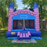 Medieval castle-themed bounce house