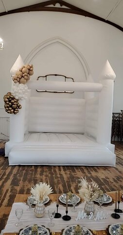 Medieval castle-themed bounce house